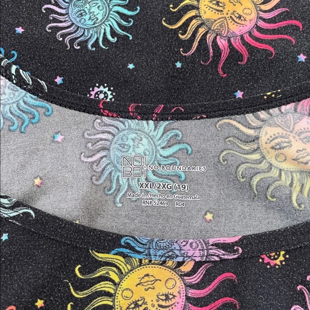 No Boundaries Black Tank Top with Multicolor Sun Print - Picture 3 of 4